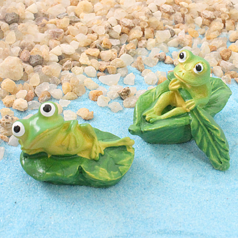 Frog Moss Micro Landscape Ornaments Cake Jewelry Fleshy Flower Leaves Frog Creative Small Ornaments DIY Material