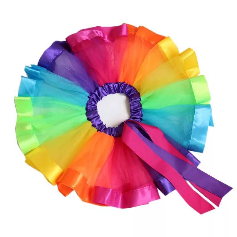Rainbow skirt mesh tutu skirt adult dance performance pettiskirt half-length gauze skirt in stock