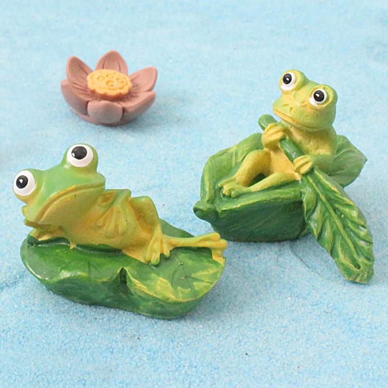 Frog Moss Micro Landscape Ornaments Cake Jewelry Fleshy Flower Leaves Frog Creative Small Ornaments DIY Material