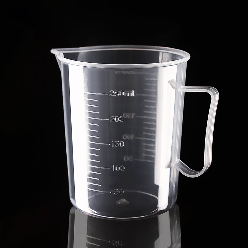 Kitchen baking measuring cup 250ML handle thickened food grade PP plastic transparent with double-sided scale measuring cup