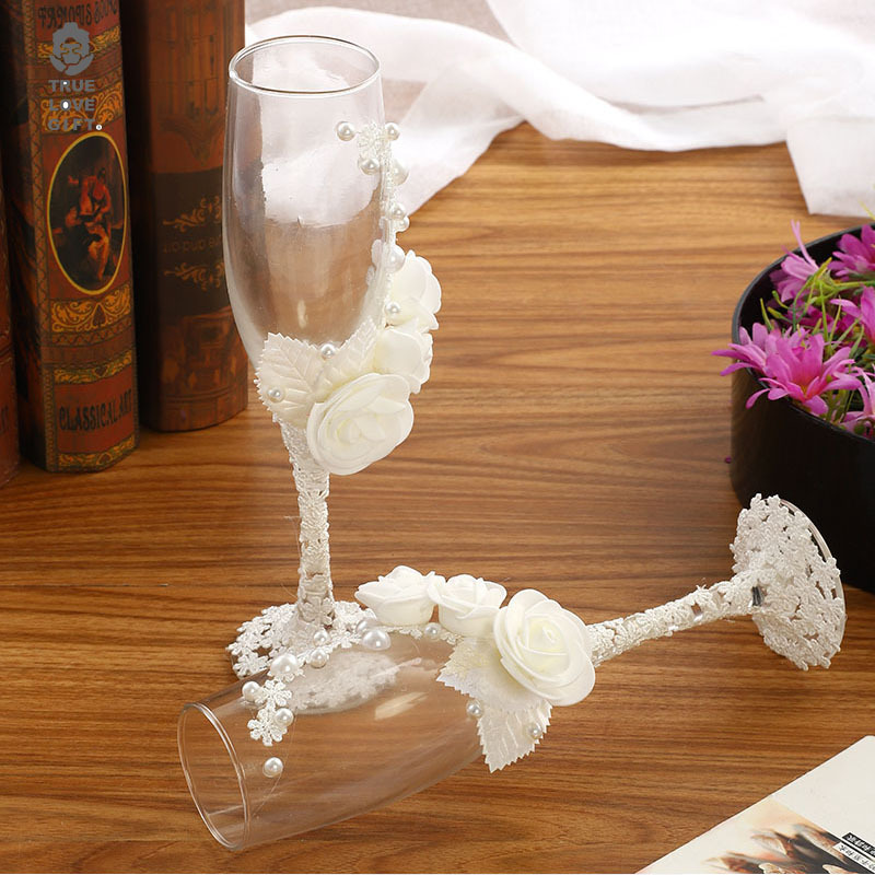 Wedding Festive Supplies Creative Simple Crystal Toast Wine Red Wine Tall Glass Set Wedding Creative Gift