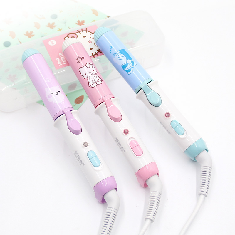Cartoon mini hair straightener curling rod straight roll dual-purpose bangs inner buckle electric splint plastic box straight splint wholesale