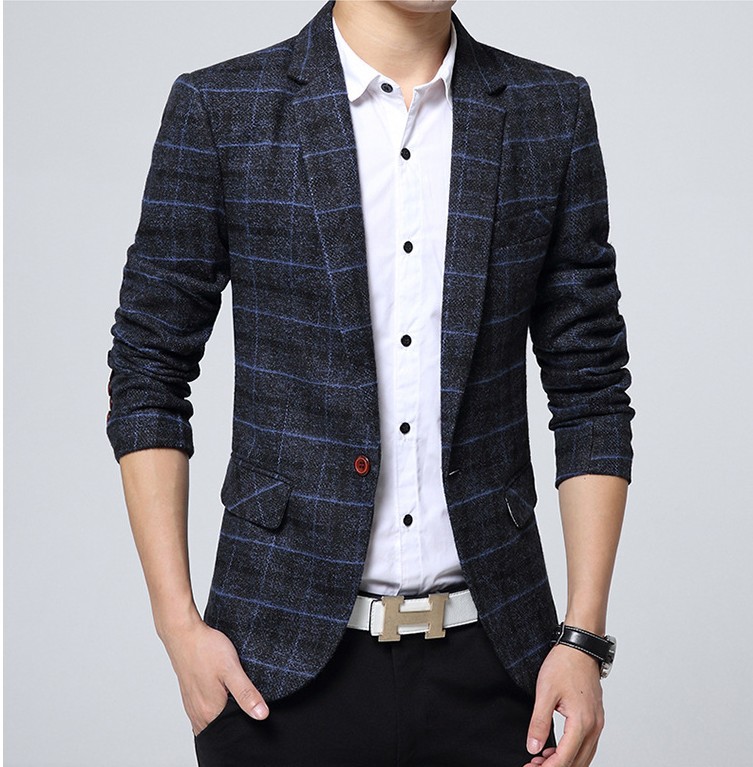 Spring Boys Autumn and Winter British Houndstooth Casual Suit Men's Slim Top Korean Style Small Single Suit Jacket