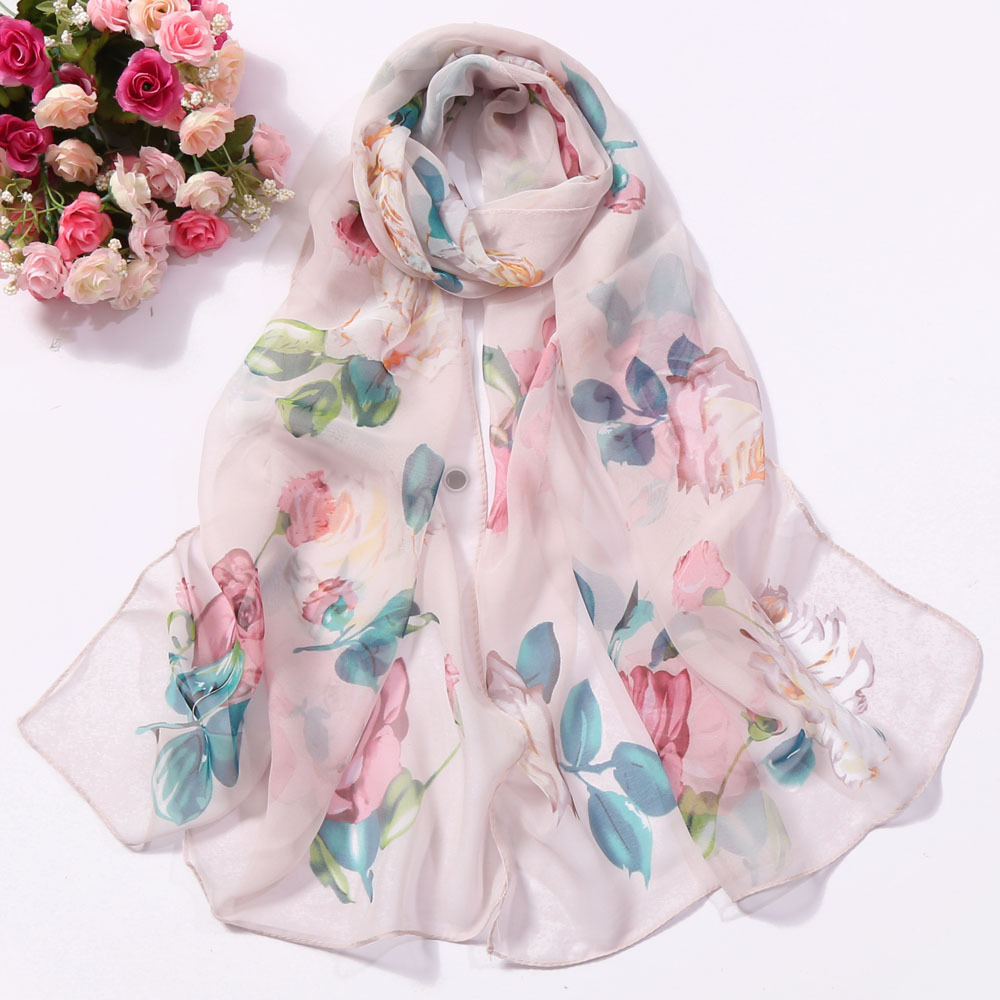 Summer Sunscreen Scarf Seaside Beach Scarf Wholesale Long Women Scarf Korean Style Thin Scarf Scarf Big Rose