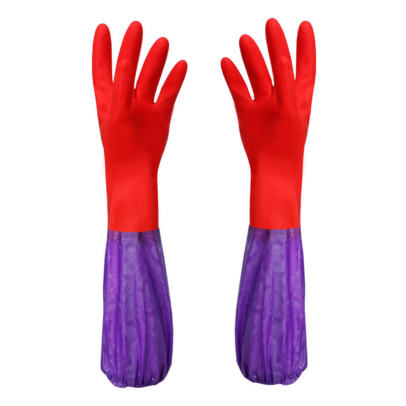 Fleece/Summer/Color Latex Lengthened Housework Gloves Durable and Cleaning Special for Washing Dish and Clothes