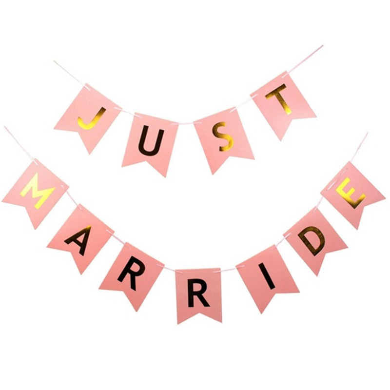 JUST MARRIED Alphabet Fishtail Flag Stage Birthday Party Wedding Wedding Room Decoration Vintage Creative Flower