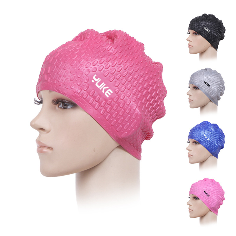Yuke silicone swimming cap adult waterproof men's and women's swimming cap ear protection water drop cap cross-border wholesale
