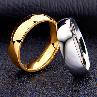 Cross-border European and American popular titanium steel ring 6MM arc plain ring Korean simple all-Match Jewelry Wholesale