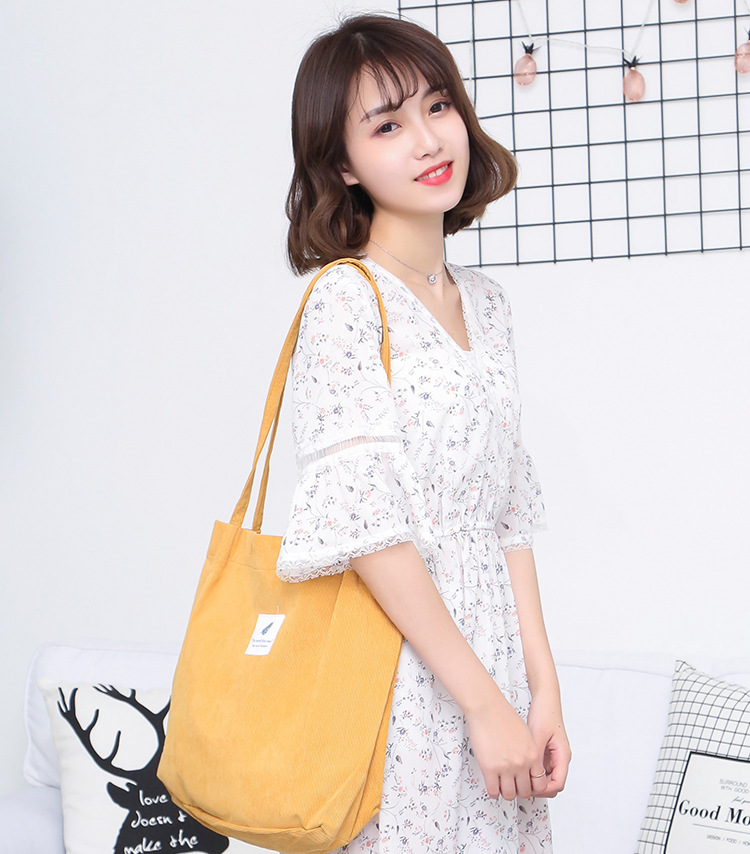 Cross-border Large Capacity Tote Bag All-match Student Bag Women Shopping Bag Canvas Bag Bag Corduroy Shoulder Bag_voghion.com