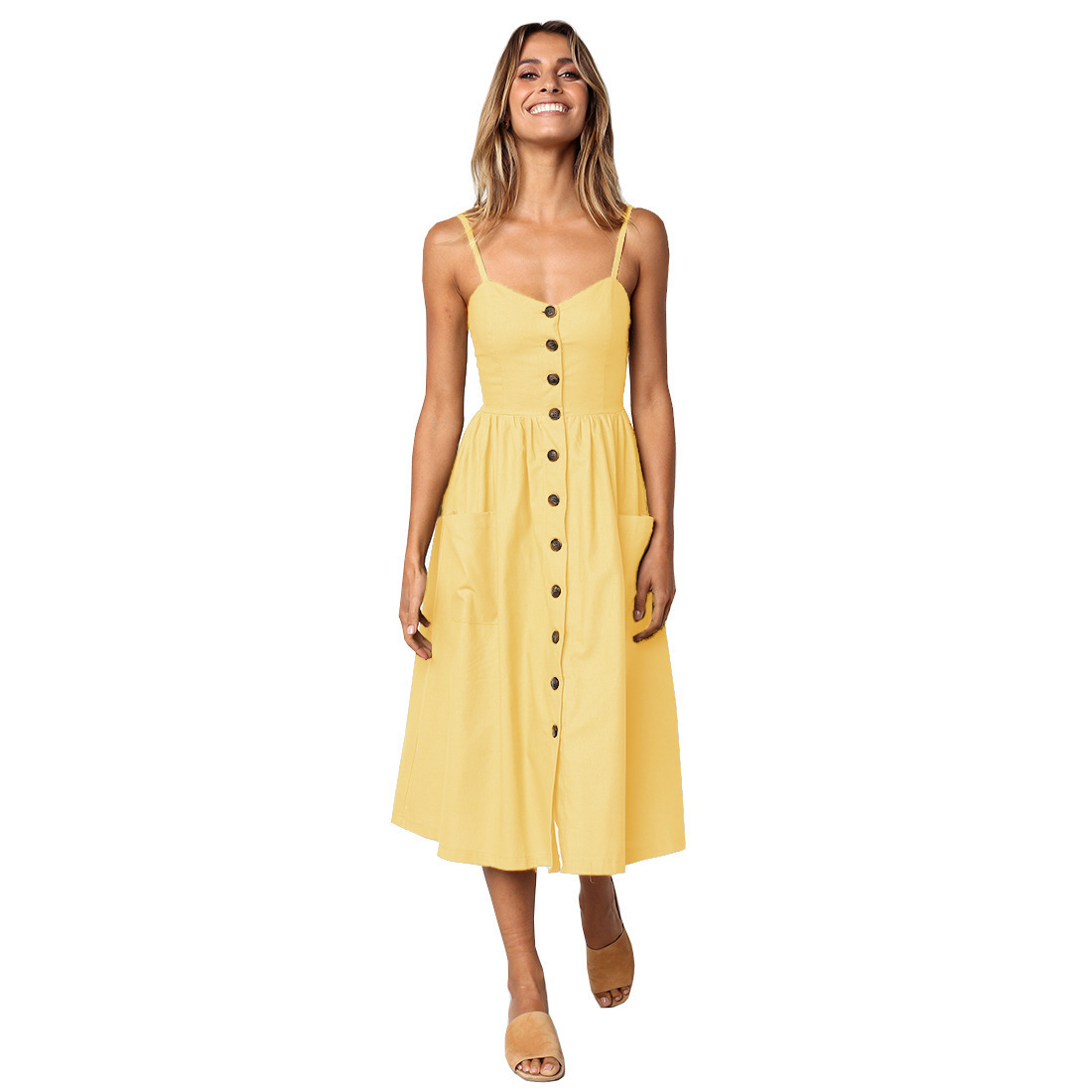 Cross-border Foreign Trade 2024 Summer Bohemian Printed Strap Waistline V-neck Mid-length Short-sleeved Large Swing Dress