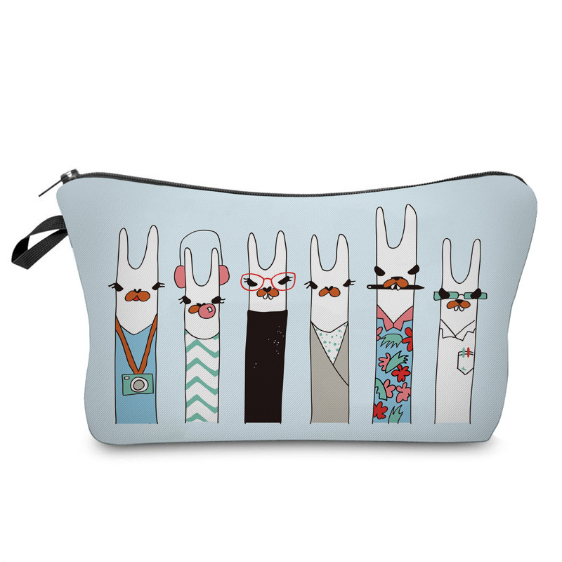 Amazon Hot Selling Printed Alpaca Cosmetic Bag Clutch Bag Women's Multifunctional Travel Storage Toiletries Bag for Women