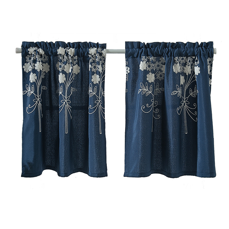 Factory sales finished curtain Foreign Trade short curtain polyester cotton embroidered curtain Amazon curtain cross-border finished product wholesale