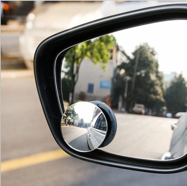 Car frameless small round mirror 360 degrees reversing blind spot mirror convex mirror rear view rotating reflector glass small round mirror