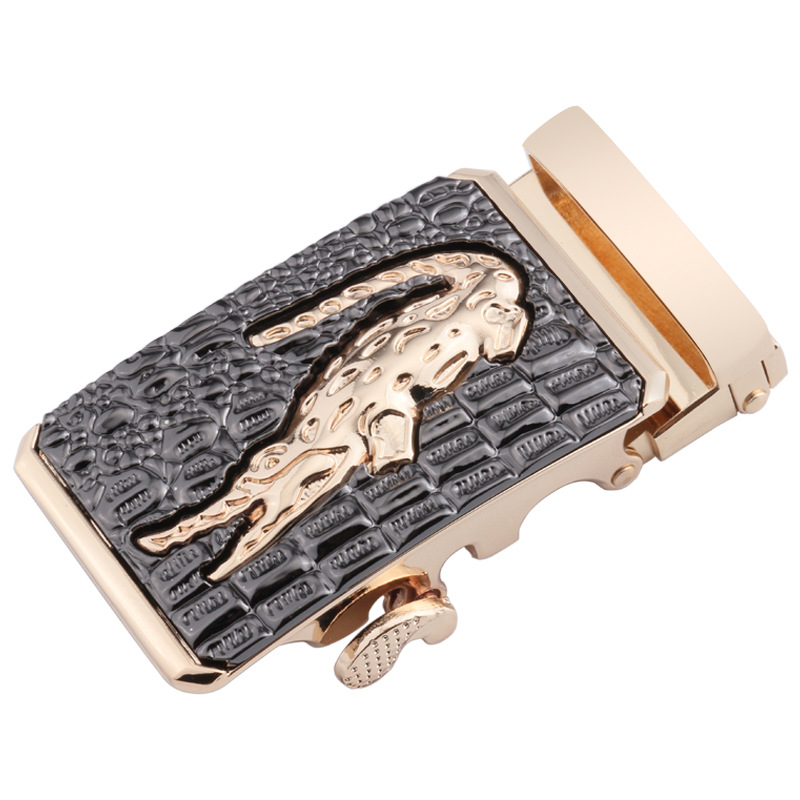 Factory direct 4.0 belt automatic buckle men's belt buckle alloy black two-piece set can be customized LOGO