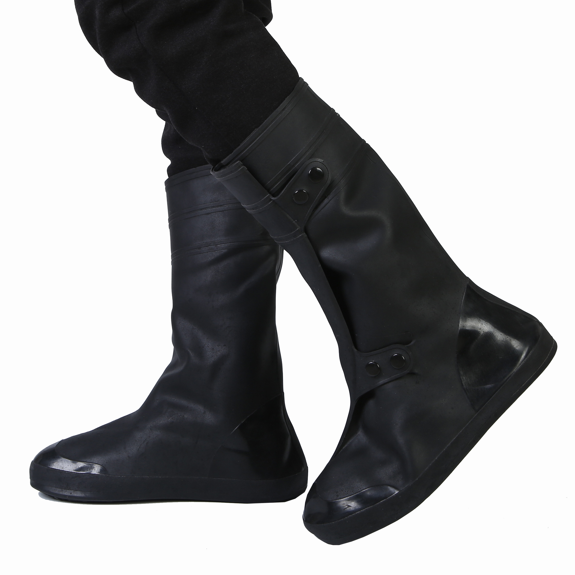 Rainproof Shoe Cover for Men and Women Waterproof Rainy Day Thickened Non-Slip Wear-Resistant Bottom Adult Rain Shoe Cover Black High Barrel Snow-Resistant Shoe Cover