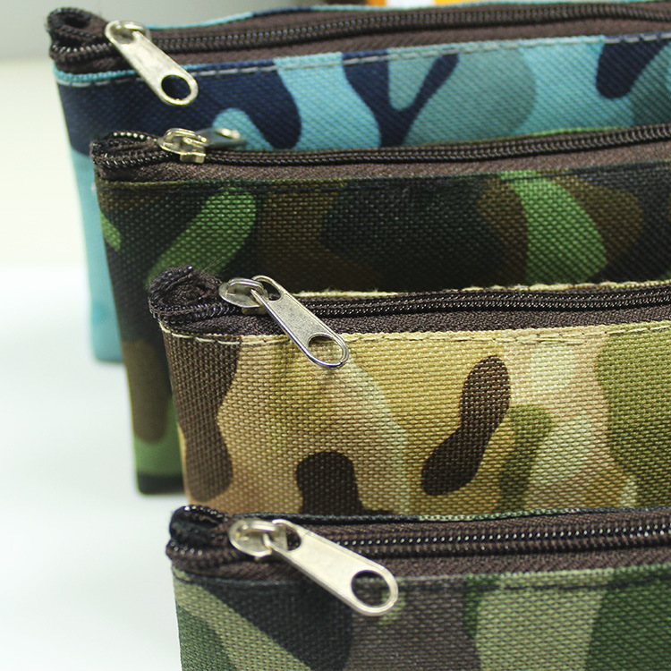 Creative Korean version of simple camouflage pencil bag canvas stationery bag multi-functional dirt-resistant Oxford Cloth Pencil Box Factory Direct Supply