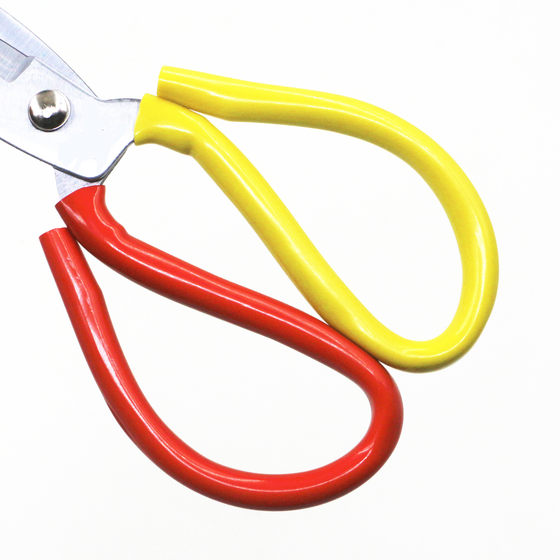 [Factory supply] scissors stainless steel Big head scissors No. 1 household kitchen red and yellow handle manganese steel Big head scissors