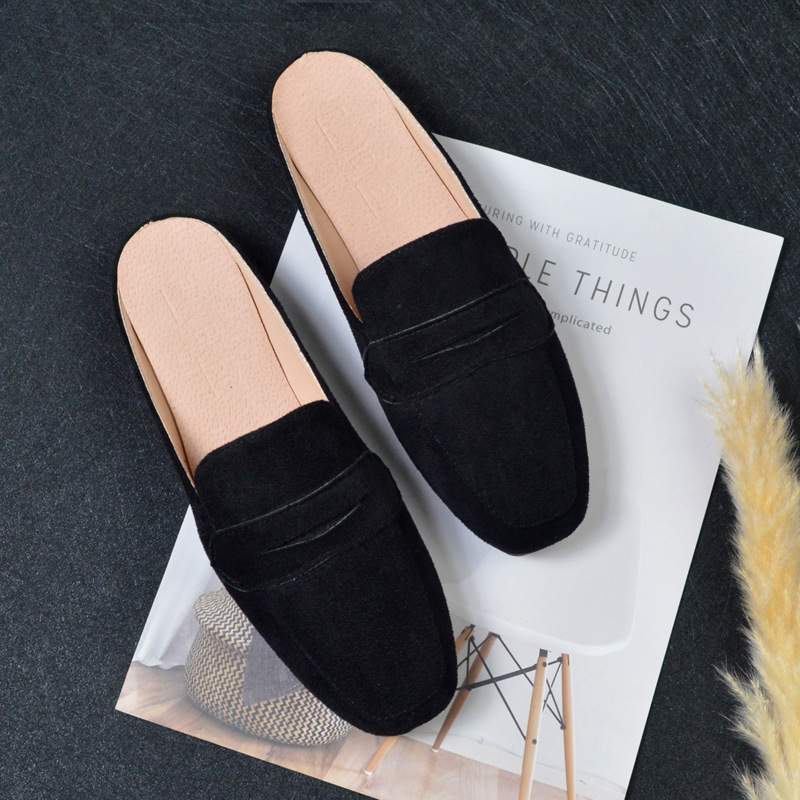 Flat bottom half slippers Women's Fashion Square Baotou casual lazy outside wear Muller shoes size 41-44 foreign trade supply