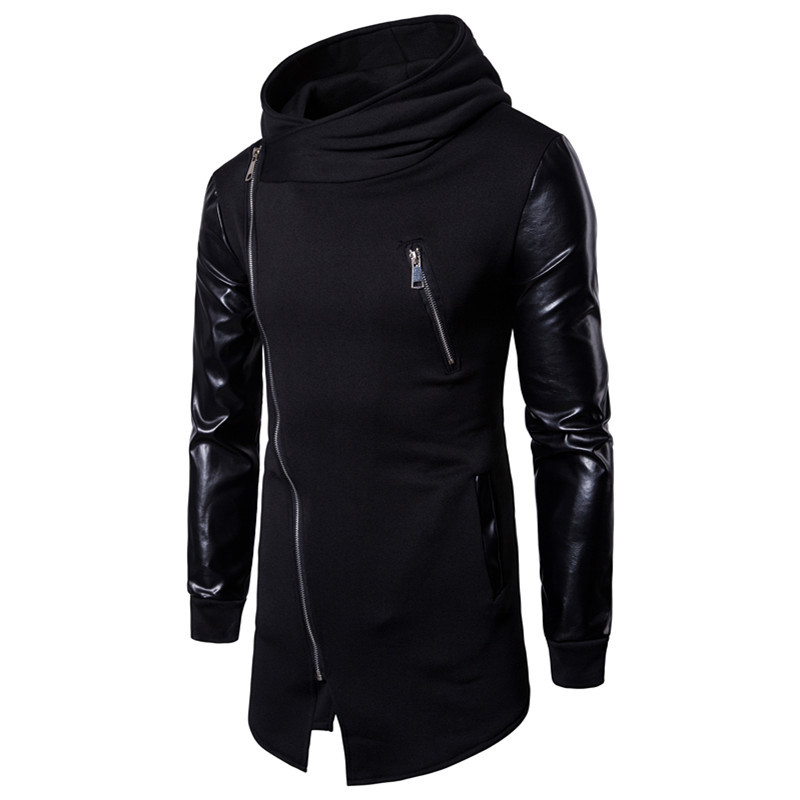 AliExpress European Size Men's Spring and Autumn New Casual Sleeve Leather Sweater Men's Korean Style Men's Zipper Sweater