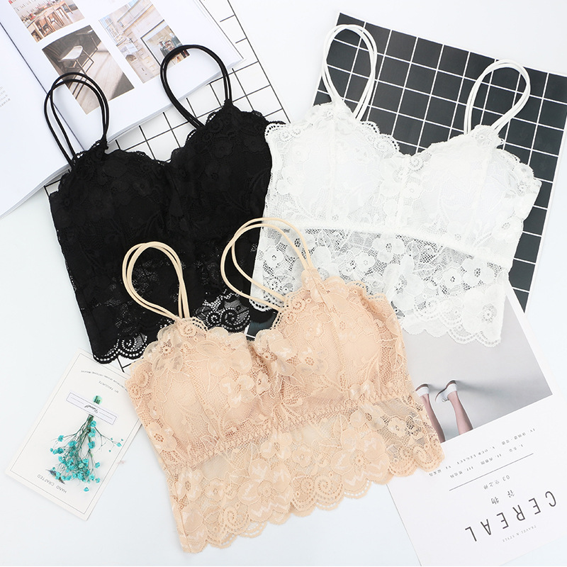 Explosive Lace Beautiful Back Wrap Chest Anti-running Light Bottoming Women's Camisole Vest Without Steel Rings All-match Sports Tube Top