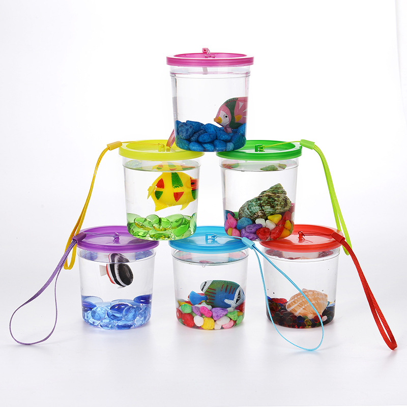 Reptile Feeding Box Creative Small Mini Turtle Tank Bucket Jellyfish Cup Plastic Fish Tank Transparent Insect Cup