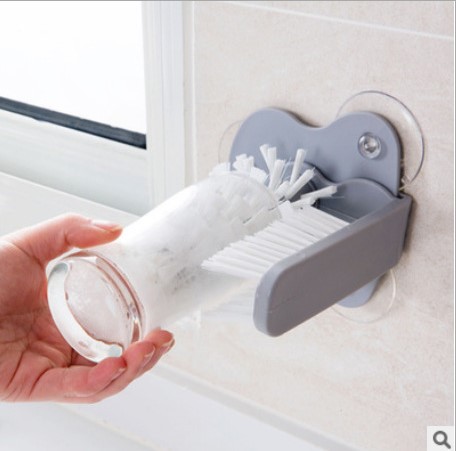 Creative Suction Wall Lazy Cup Brush Glass Cleaning Brush Kitchen Rotating Cup Tea Cup Brush Washing Cup Brush
