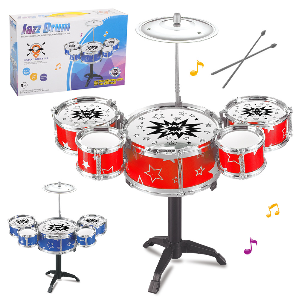 Mini Jazz Drum Children's Instrument Foreign Trade Five Drum Set Drum Toy Infant Early Education Percussion Instrument