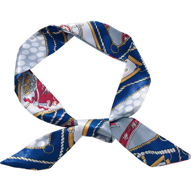 Scarf Girl's Decorative Scarf Printing Silk-like Thin Narrow Long New Stall Supply Hair Band Wholesale