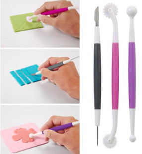 3PCs fondant carving group exhaust needle cake biscuit carving knife DIY baking cake decorating tools suit