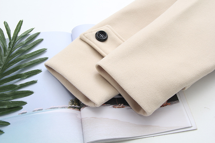 Cappotto di lana con bottoni in corno da donna, autunno e inverno, di media lunghezza, con cappuccio, per studenti, piccolo cappotto S14281_voghion.com