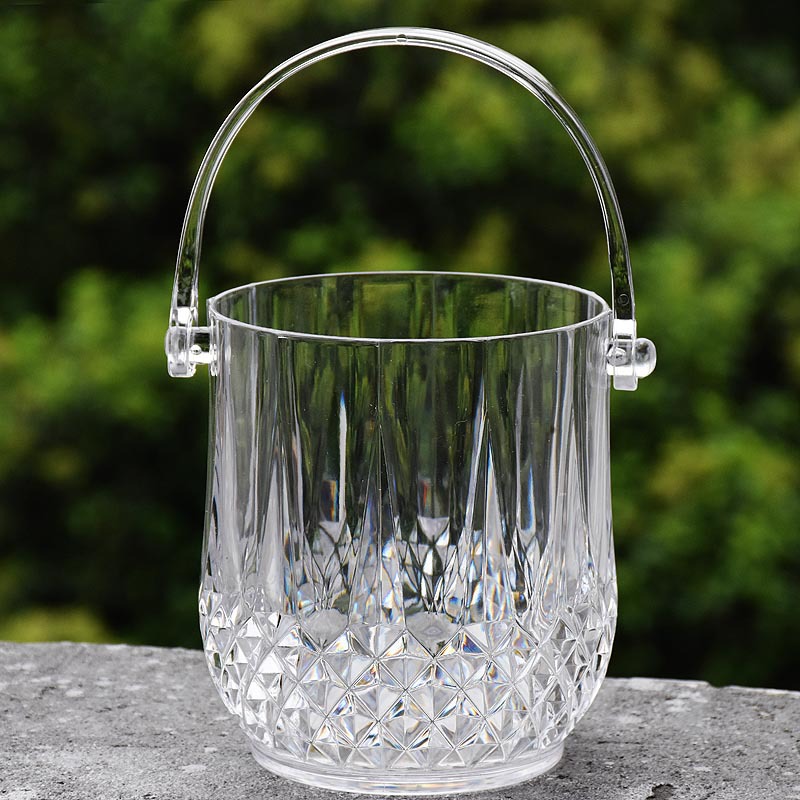 Creative round acrylic ice bucket KTV bar plastic ice bucket beer ice bucket transparent drop-resistant ice clip