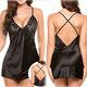 Cross-border Europe and the United States foreign trade sex underwear sexy imitation ice Silk back cross suspenders nightdress fun suit D5074