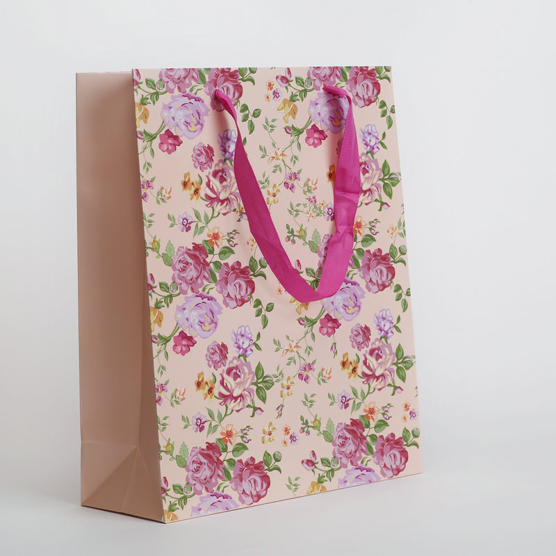 Light Color Floral Clothing Handbag Wedding Bag Fresh Hand Gift Bag Paper Bag Full Moon Back Gift Bag Wedding Bag