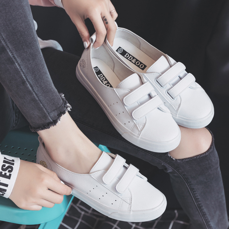 Spring thin breathable Velcro white shoes women's shoes 2024 new spring and autumn low-cut flat shoes 6852