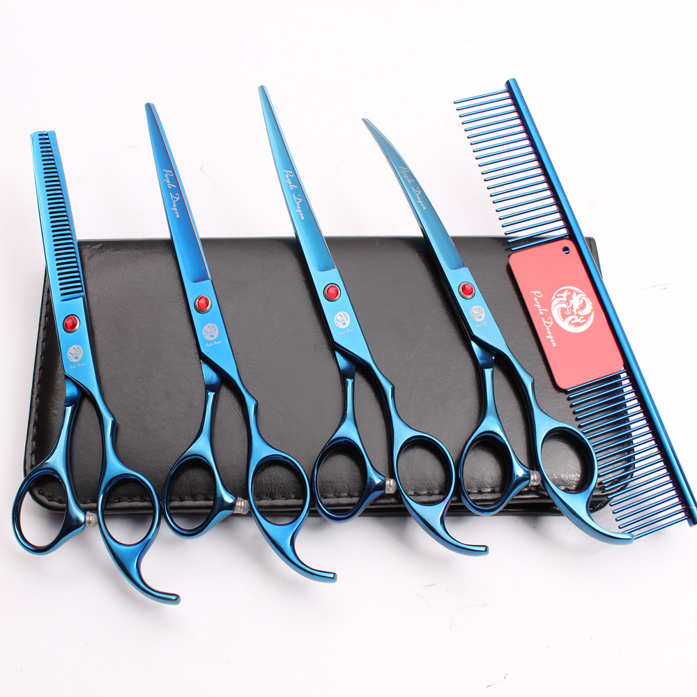 Purple Dragon 7-inch hand pet scissors dog hair trimming scissors curved scissors straight scissors flat scissors tooth scissors thinning scissors beauty suit