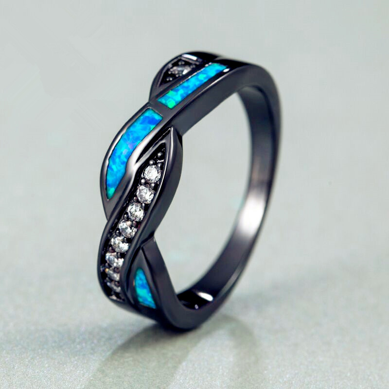 Cross-border alloy black gold plated ring imitation Opel ring