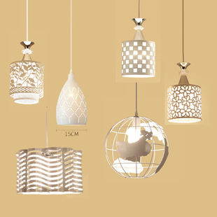 Export cross-border e-commerce iron table chandelier cover straight white lampshade creative personality modern simple chandelier