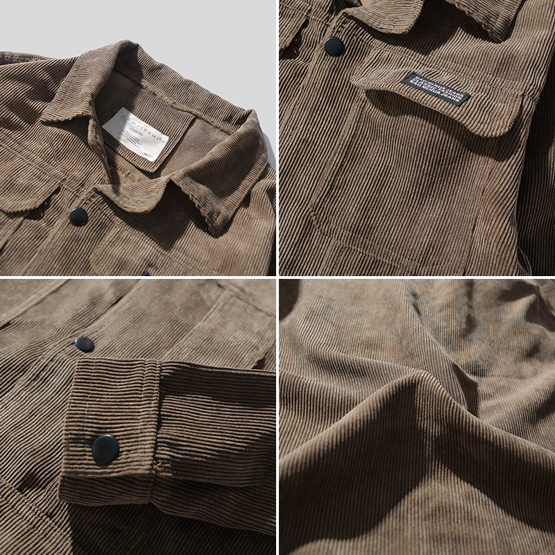Spring New Corduroy Jacket Men's Baseball Clothing Social Spirit Guy Coat Slim-fit Short Student Jacket