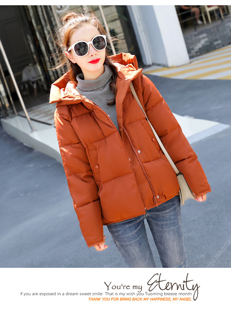 Neue baumwollgefütterte Jacke 2021 im koreanischen Stil, warmer Mantel für Studenten im Herbst und Winter, lockerer, dicker Hutkragen, kurzer baumwollgefütterter Damenmantel_voghion.com