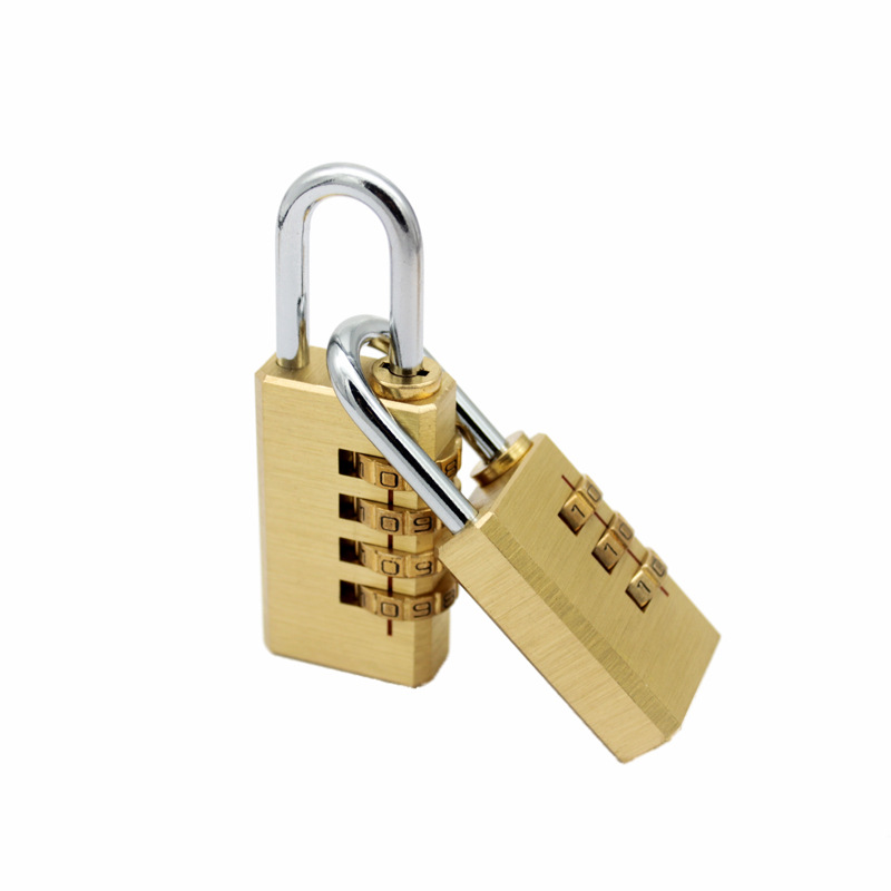 Brass mini luggage 4 wheel combination lock customs luggage locker small code wheel padlock factory direct sale