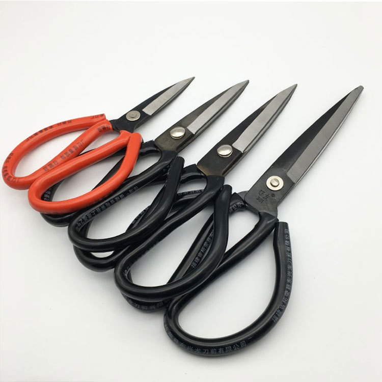 Industrial scissors civil scissors slot scissors black plastic handle carbon steel stainless steel kitchen pointed scissors manufacturers wholesale