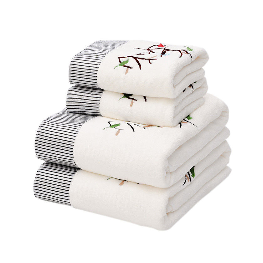 Factory wholesale towel bath towel set microfiber lace embroidery cartoon soft absorbent adult men and women