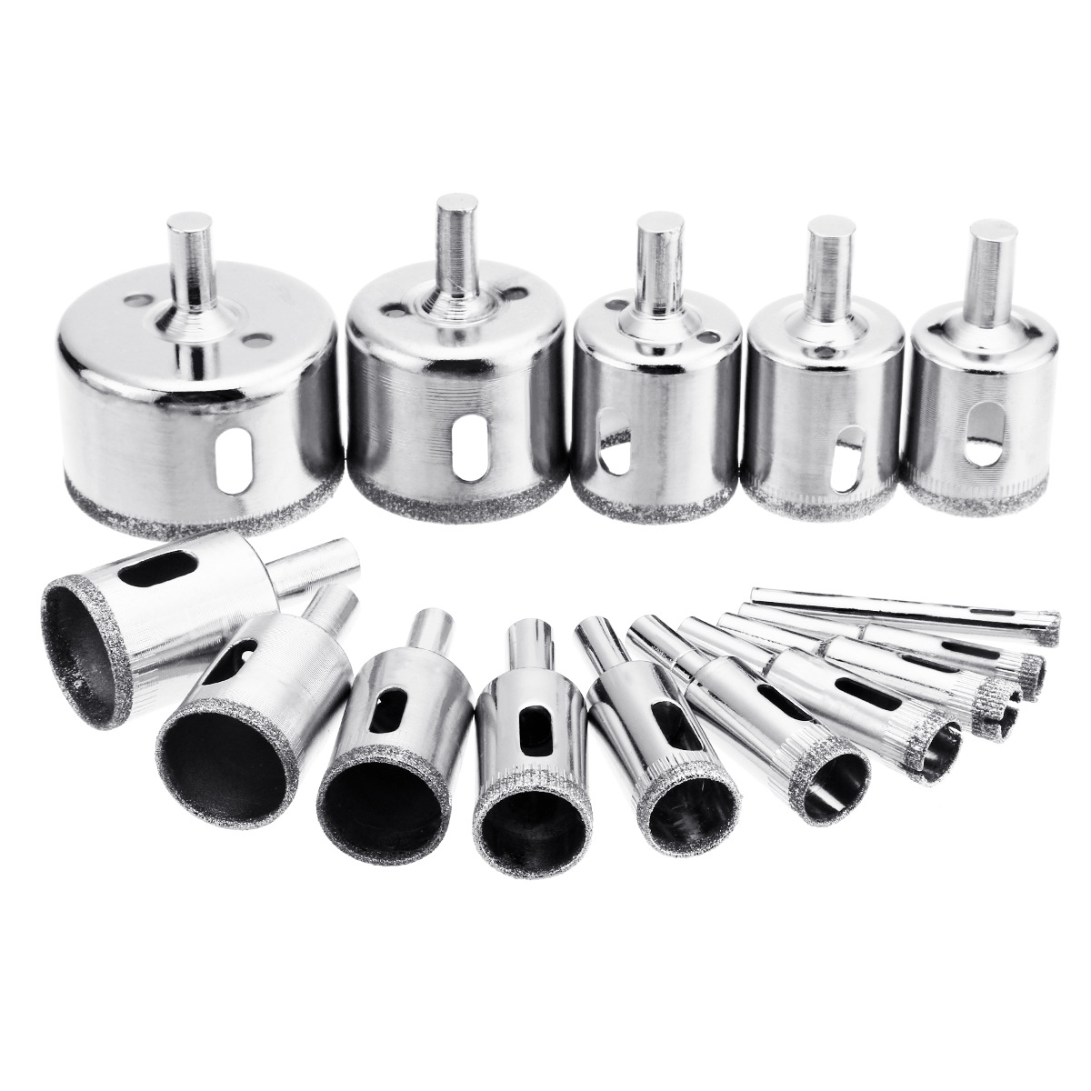 Cross-border 15-piece set 6-50cm diamond glass hole opener ceramic beads round grinding marble drill