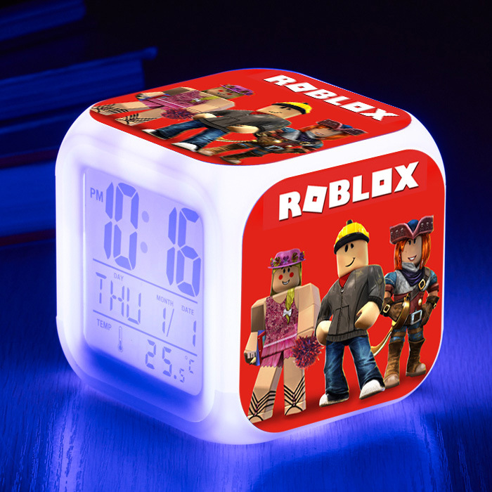 Cross-border foreign trade supply game Roblox colorful alarm clock large screen digital square clock creative multi-function electronic clock