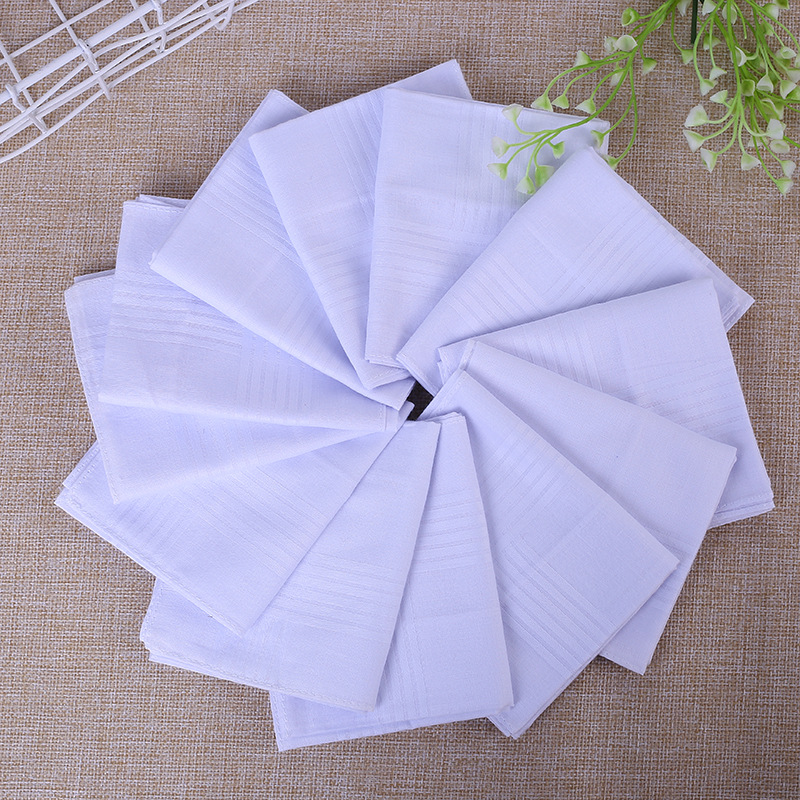 Amazon Pure Cotton Men's Handkerchief European and American Wedding and Funeral Universal White Handkerchief DIY Drawing Sweat Towel Pure White Square Towel