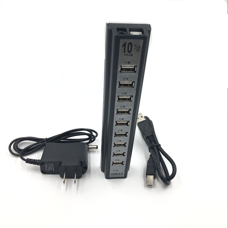 USB splitter, 10-port USB HUB 10-bit USB splitter with power supply 10-hole USB HUB