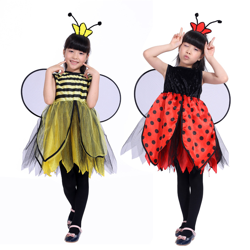 Halloween cosplay Costume Children Girl Ladybug Bee Costume Bee Ladybug Dress Up Show