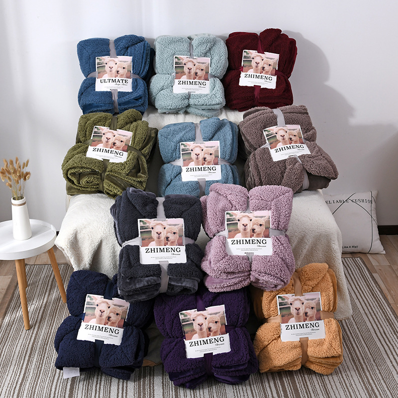Cross-border Flannel Blanket Winter Thickened Warm Double Blanket Casual Sherpa Lambswool Blanket Wholesale