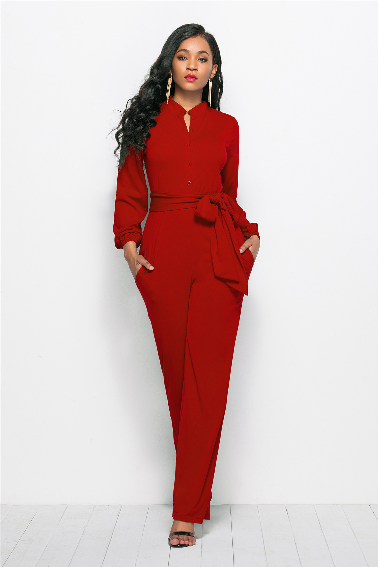European and American foreign trade platform sexy stretch women's independent station ebay Amazon fashion solid color wide leg jumpsuit