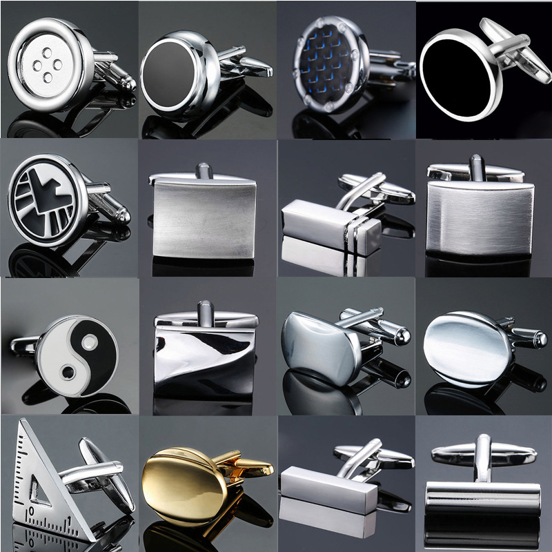 Charming jewelry factory direct fashion men's French cufflinks gold silver laser metal cufflinks wholesale